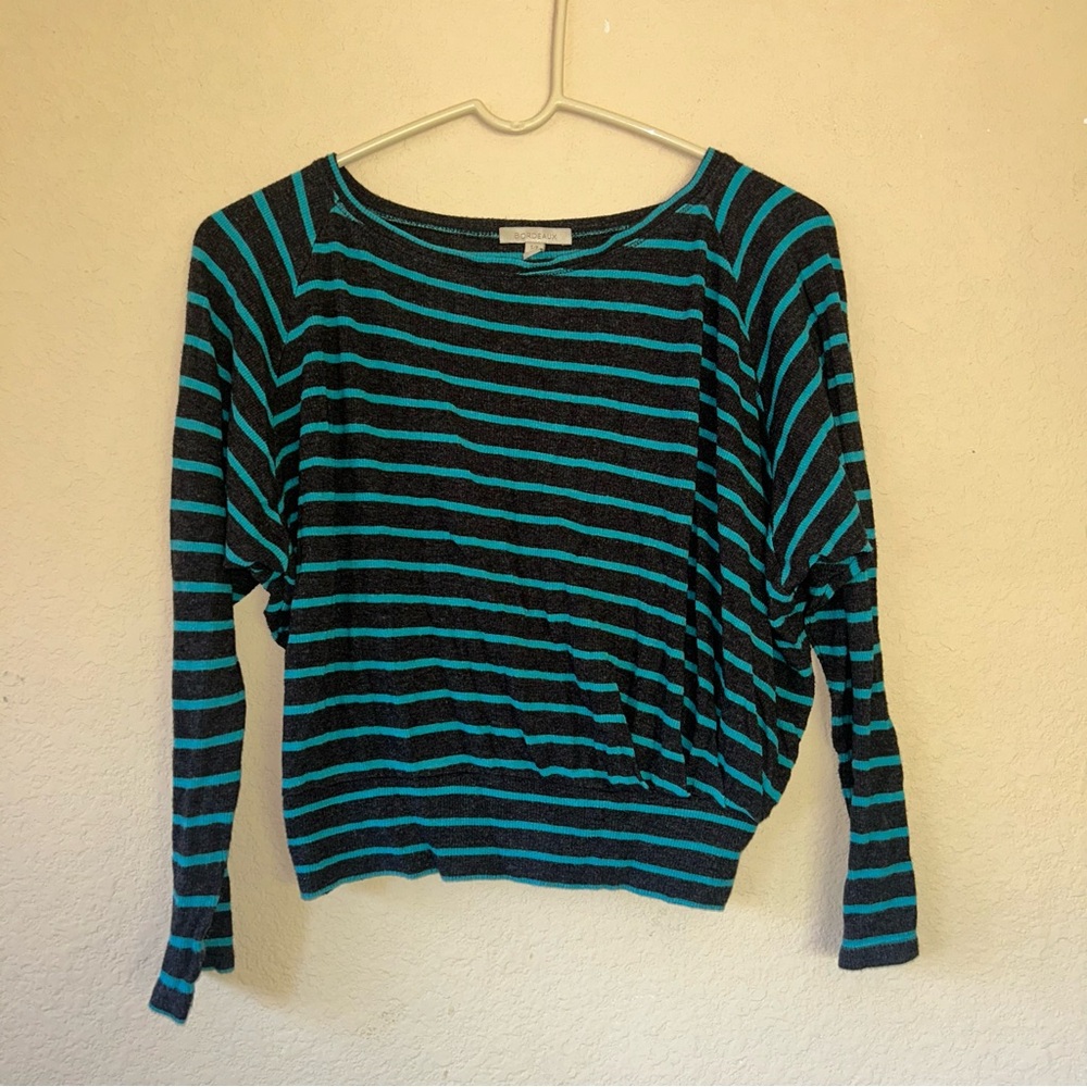 Small Bordeaux Teal and Dark Blue Loose Fit Blouse